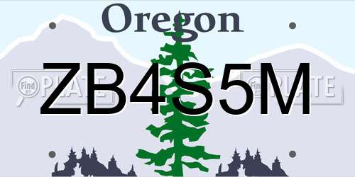 ZB4S5M Oregon License Plate