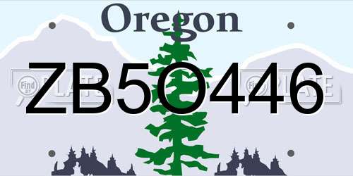 ZB5O446 Oregon License Plate