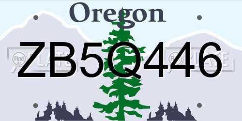 ZB5Q446 Oregon License Plate