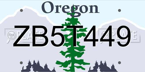 ZB5T449 Oregon License Plate