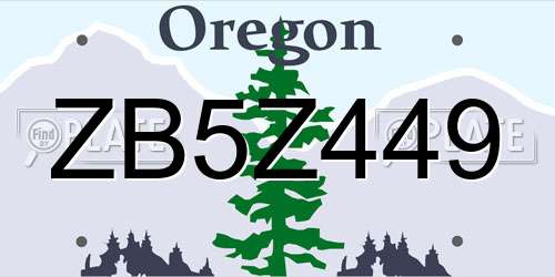 ZB5Z449 Oregon License Plate