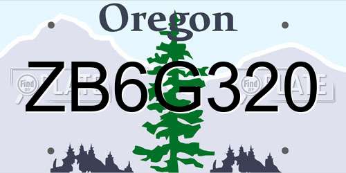 ZB6G320 Oregon License Plate