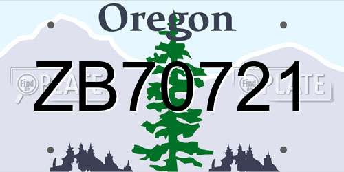 ZB70721 Oregon License Plate