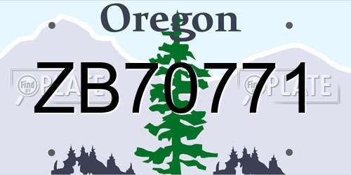 ZB70771 Oregon License Plate