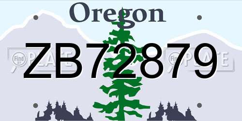 ZB72879 Oregon License Plate