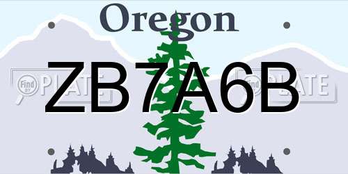 ZB7A6B Oregon License Plate