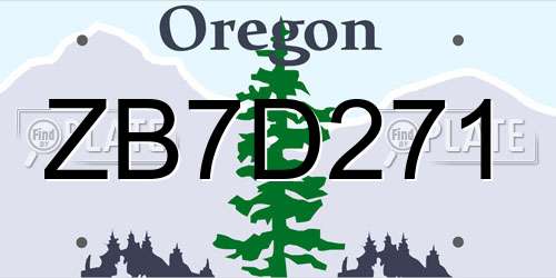 ZB7D271 Oregon License Plate