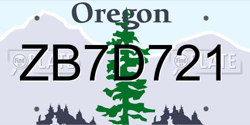 ZB7D721 Oregon License Plate