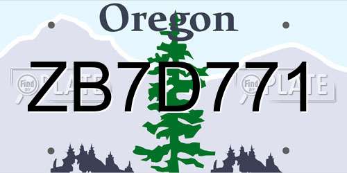 ZB7D771 Oregon License Plate