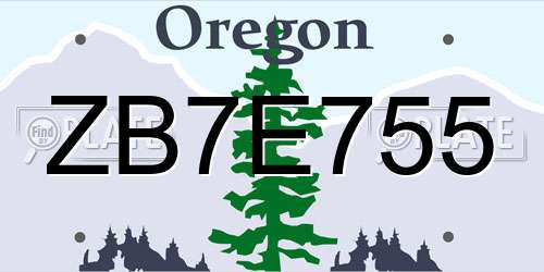 ZB7E755 Oregon License Plate