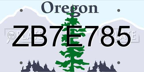 ZB7E785 Oregon License Plate