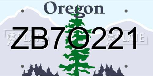 ZB7O221 Oregon License Plate