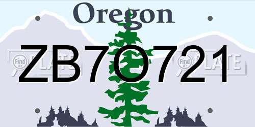 ZB7O721 Oregon License Plate