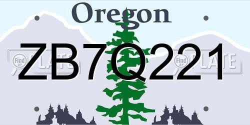 ZB7Q221 Oregon License Plate