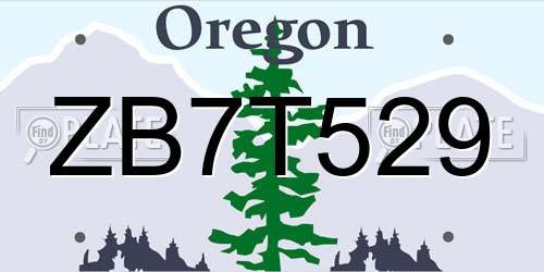 ZB7T529 Oregon License Plate