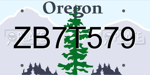 ZB7T579 Oregon License Plate