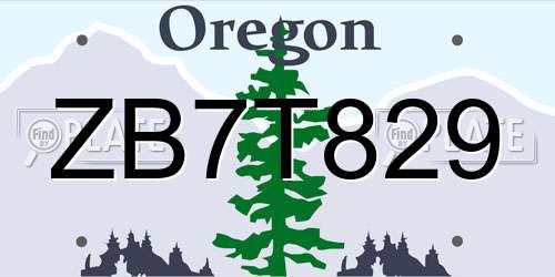 ZB7T829 Oregon License Plate