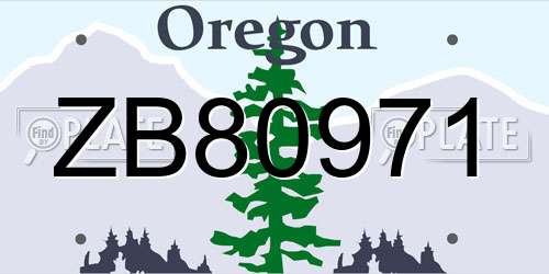 ZB80971 Oregon License Plate