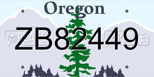 ZB82449 Oregon License Plate