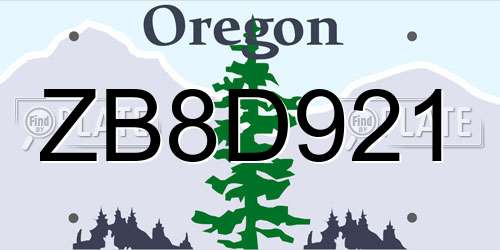 ZB8D921 Oregon License Plate