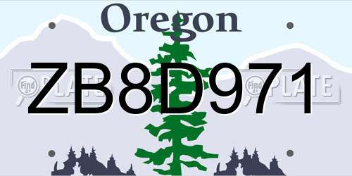 ZB8D971 Oregon License Plate