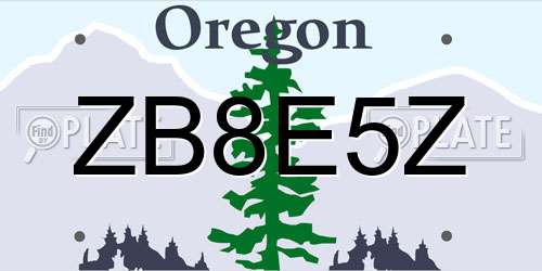 ZB8E5Z Oregon License Plate