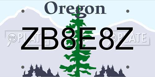 ZB8E8Z Oregon License Plate