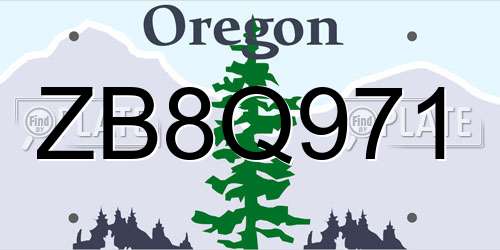 ZB8Q971 Oregon License Plate