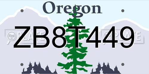 ZB8T449 Oregon License Plate