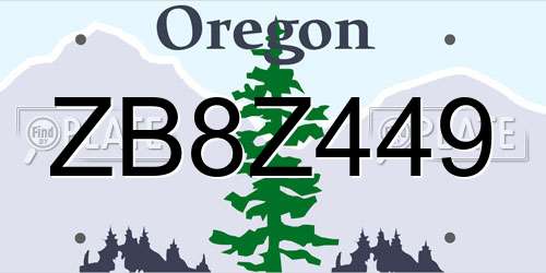 ZB8Z449 Oregon License Plate