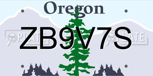 ZB9V7S Oregon License Plate