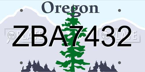 ZBA7432 Oregon License Plate