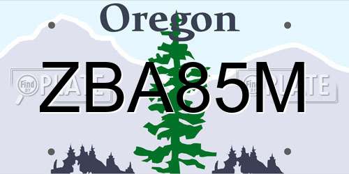 ZBA85M Oregon License Plate