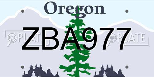 ZBA977 Oregon License Plate