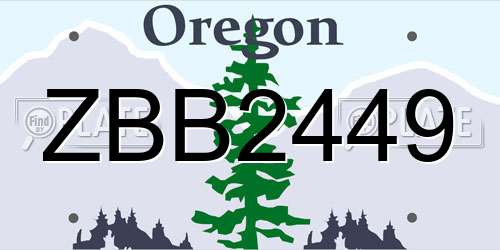 ZBB2449 Oregon License Plate