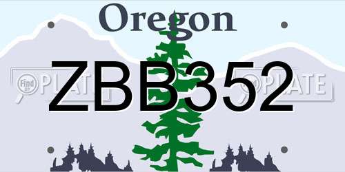ZBB352 Oregon License Plate