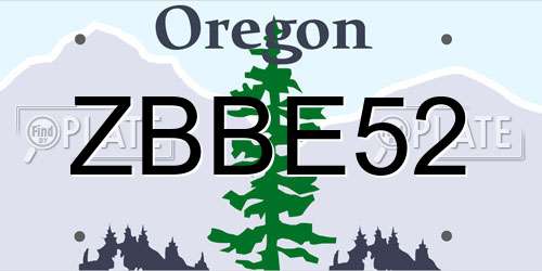ZBBE52 Oregon License Plate