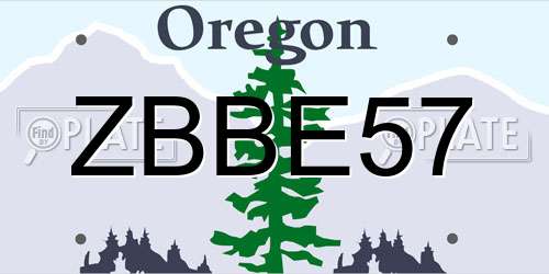 ZBBE57 Oregon License Plate