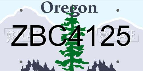 ZBC4125 Oregon License Plate
