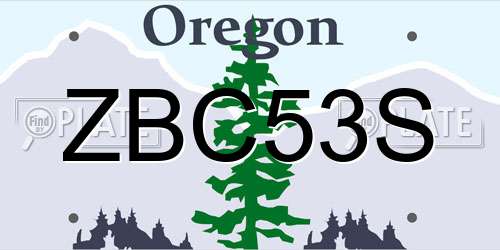 ZBC53S Oregon License Plate