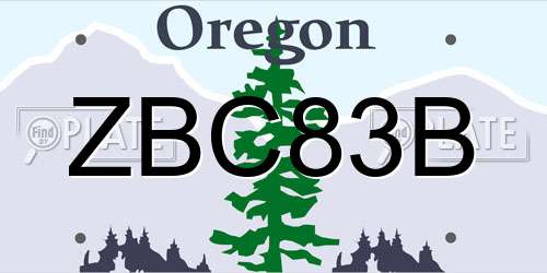 ZBC83B Oregon License Plate