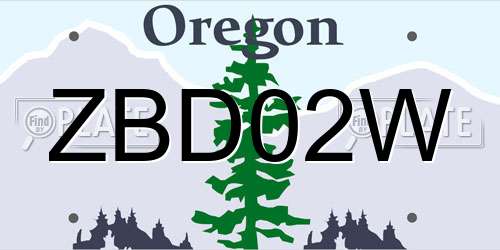 ZBD02W Oregon License Plate