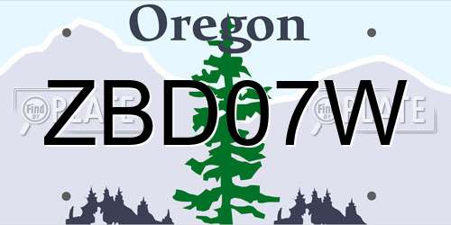 ZBD07W Oregon License Plate