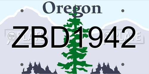 ZBD1942 Oregon License Plate