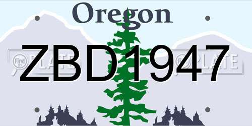 ZBD1947 Oregon License Plate