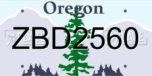 ZBD2560 Oregon License Plate
