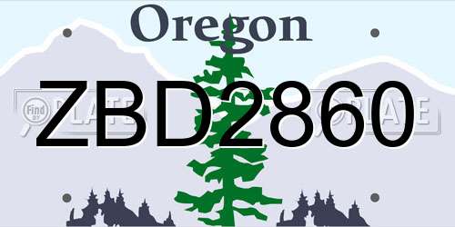 ZBD2860 Oregon License Plate