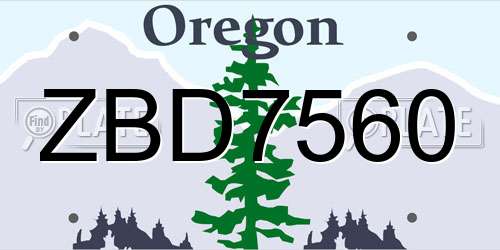 ZBD7560 Oregon License Plate