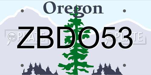 ZBDO53 Oregon License Plate