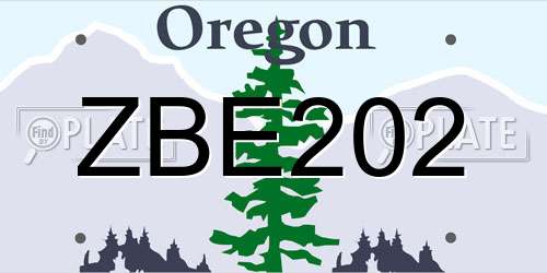 ZBE202 Oregon License Plate